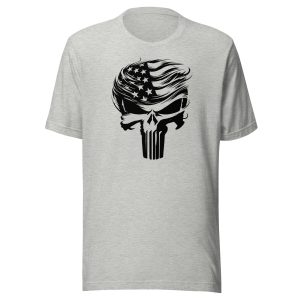 Trump Punisher Skull (Black Graphic) Unisex Staple T-Shirt – Bella + Canvas 3001 - Athletic Heather, 3XL