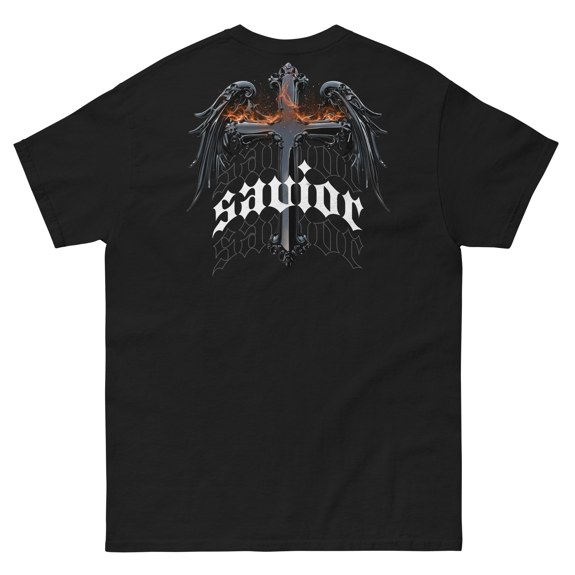 Savior/3D Cross Combo Design Unisex Classic Tee (Graphic on Back)