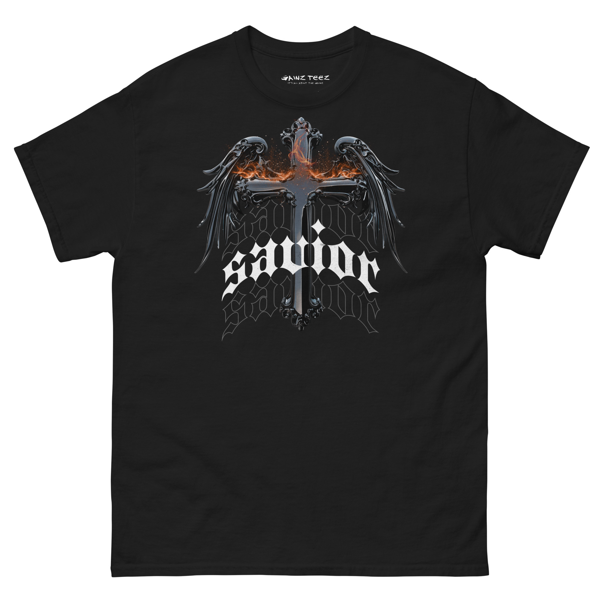 Savior/3D Cross Combo Design Unisex Classic Tee (Graphic on Front)