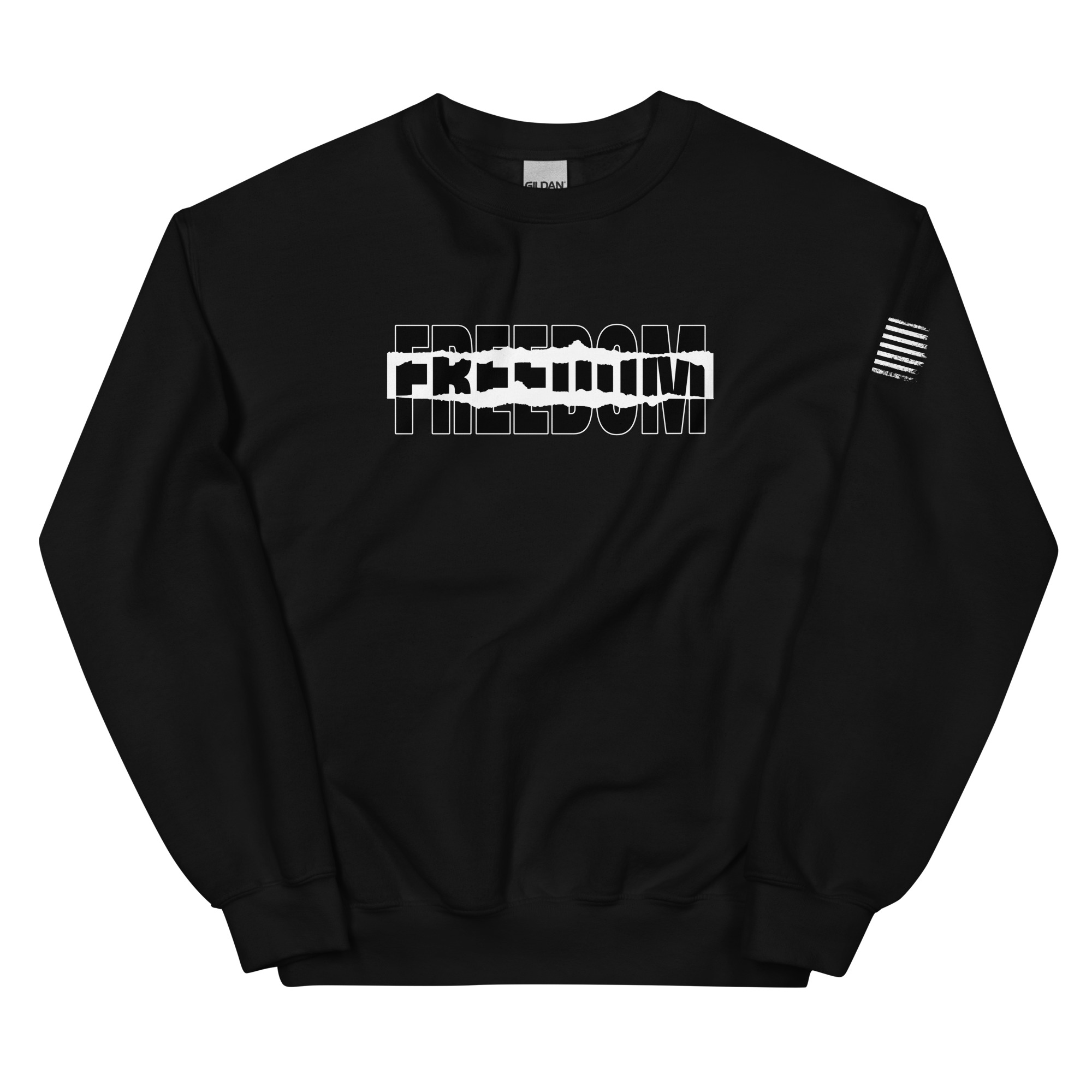 Freedom, Distressed American Flag Bold Statement Unisex Crewneck Sweatshirt