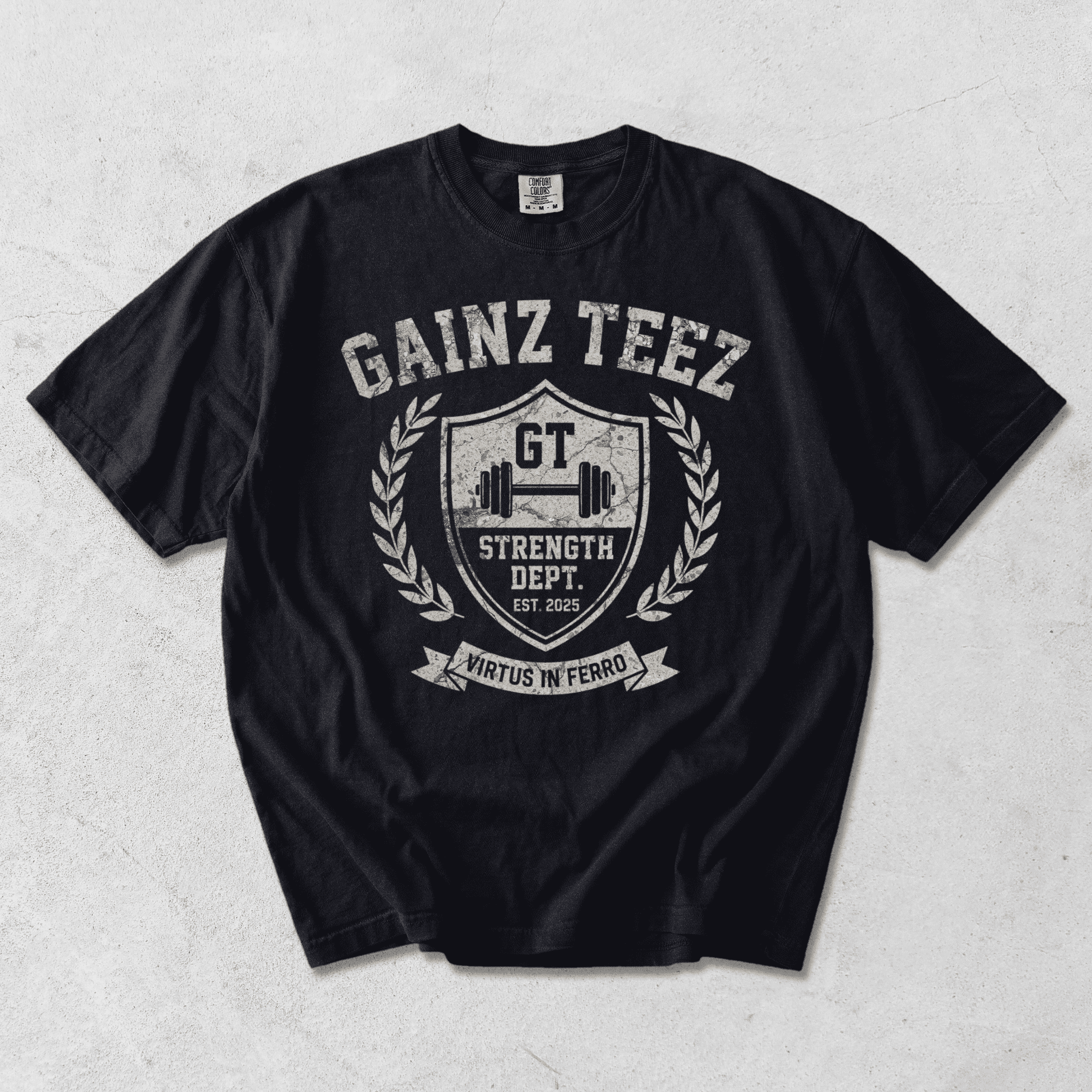 Strength Dept. Varsity Tee | Comfort Colors 1717 Graphic Tee for Gym