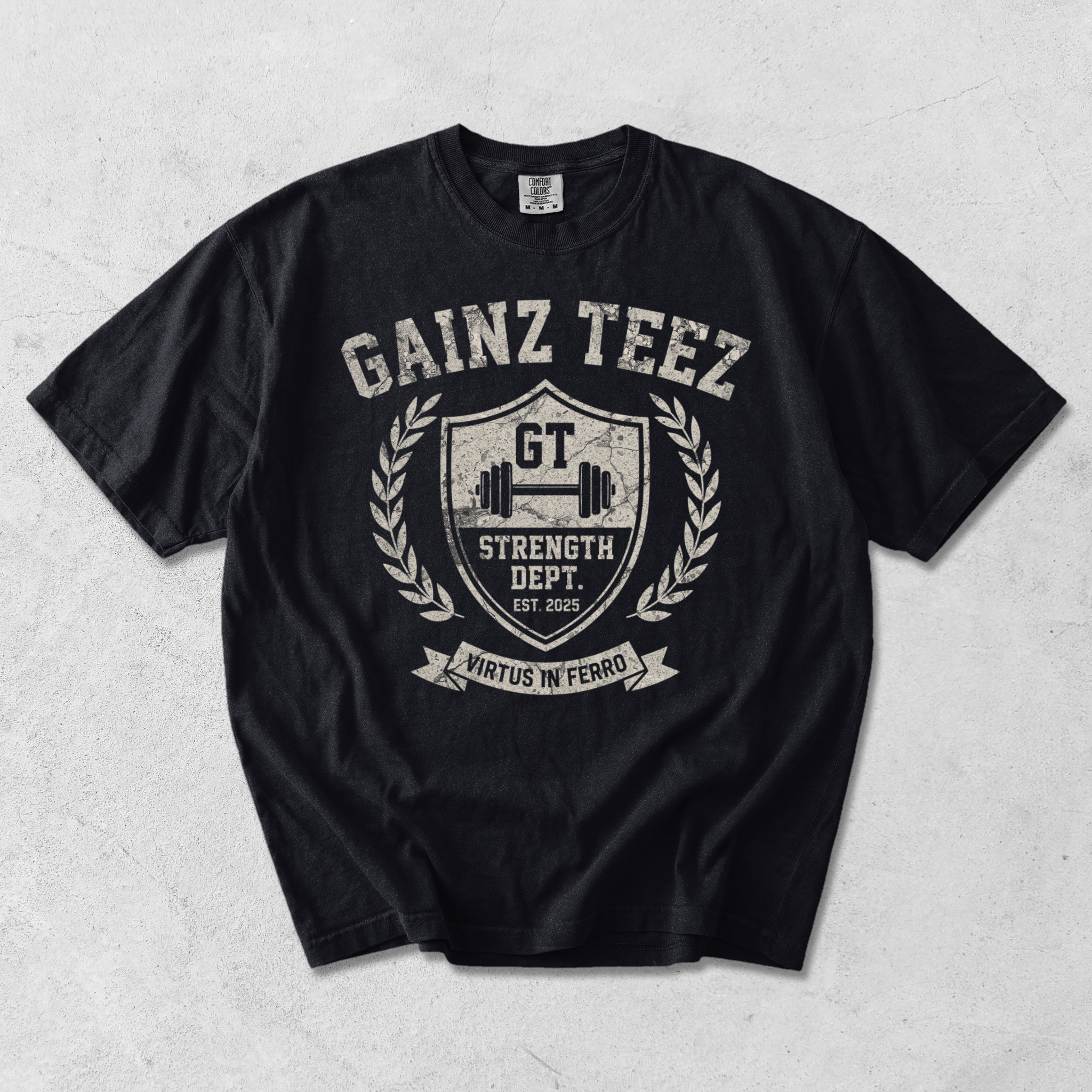 Strength Dept. Varsity Tee | Comfort Colors 1717 Graphic Tee for Gym